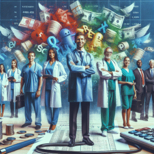 Médico feliz revisando documentos, beneficiado pela **contabilidade para médicos** que reduz impostos e libera tempo para pacientes.