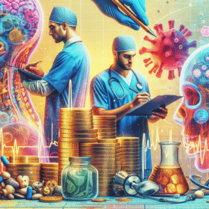 Médico atento a um balanço financeiro. Contabilidade para Médicos é crucial para análise e gestão de finanças.