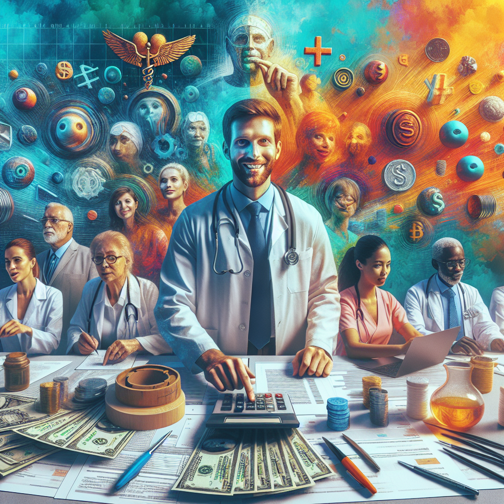 Médico aliviado no consultório, com um contador ajudando. A **contabilidade para médicos** otimiza o lucro e reduz a burocracia.