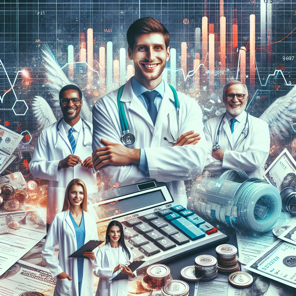 Médico(a) otimizando finanças com contabilidade para médicos. Mais lucro e menos burocracia para seu sucesso profissional.