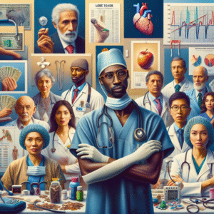 Médico analisando relatórios financeiros, otimizando impostos. Essencial contabilidade para médicos rumo ao sucesso e mais pacientes.