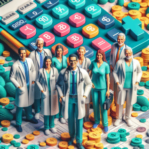 Contabilidade para Médicos: Doutor feliz com finanças organizadas, atraindo pacientes. Menos burocracia, mais sucesso.