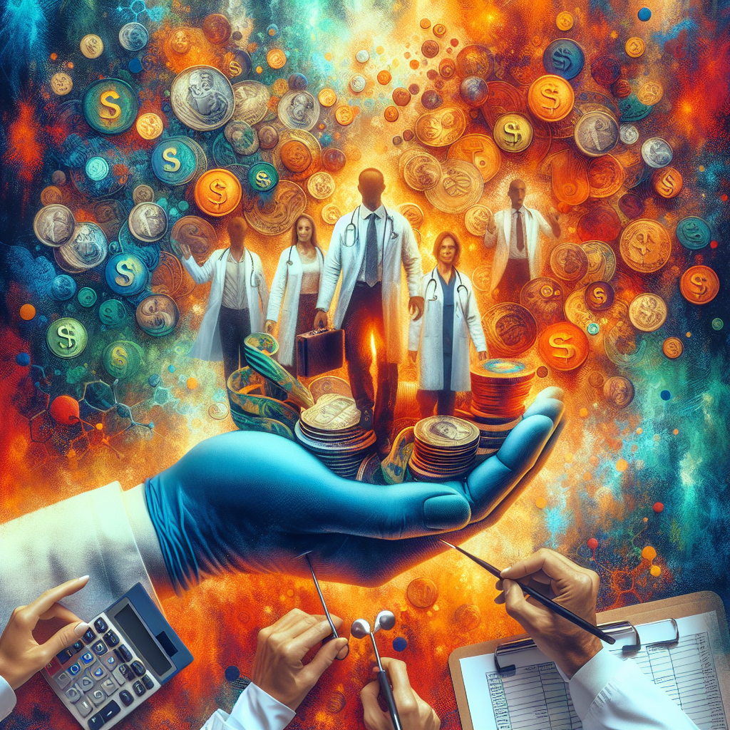 Médico em consultório analisando planilhas financeiras e gráficos de crescimento. Essencial guia de contabilidade para médicos.